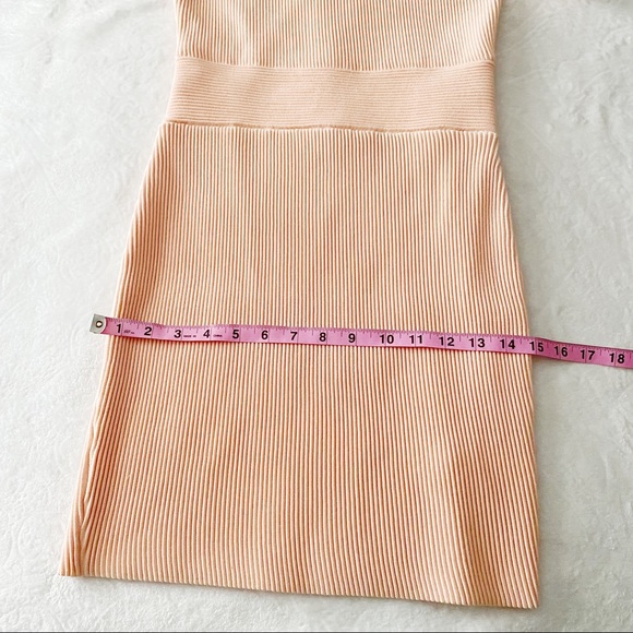 Pink Ribbed Short Sleeve Square Neck Bodycon Mini Dress - Picture 5 of 9